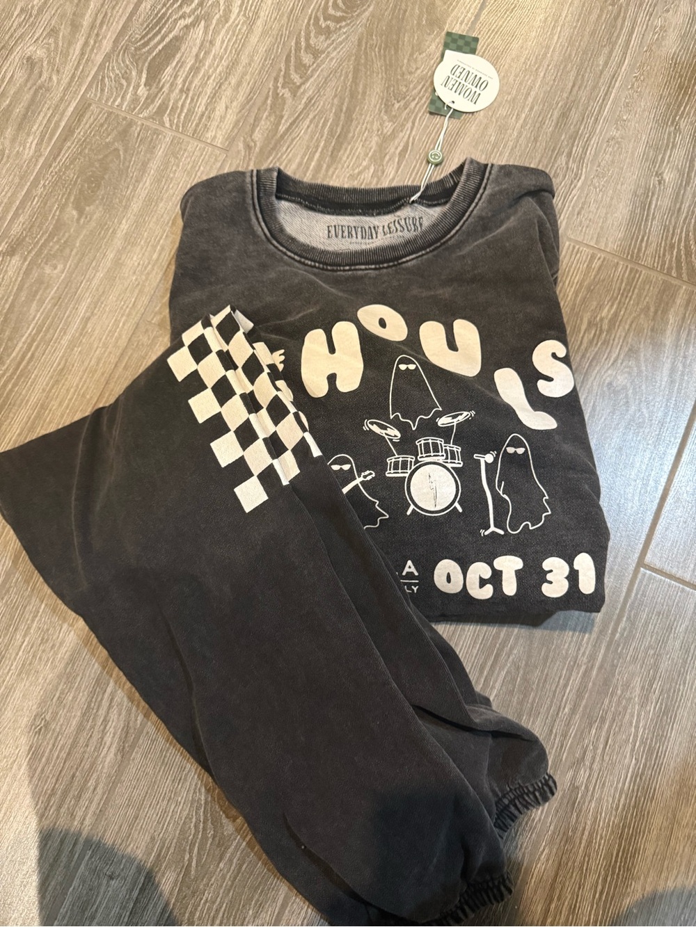 Halloween Black Graphic Sweatshirt and Jogger Set